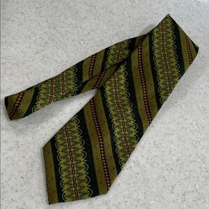 Vtg WEMBLEY 70s Shades Of Avocado Green & Orange Necktie Tie Wide MCM 4” X 53”